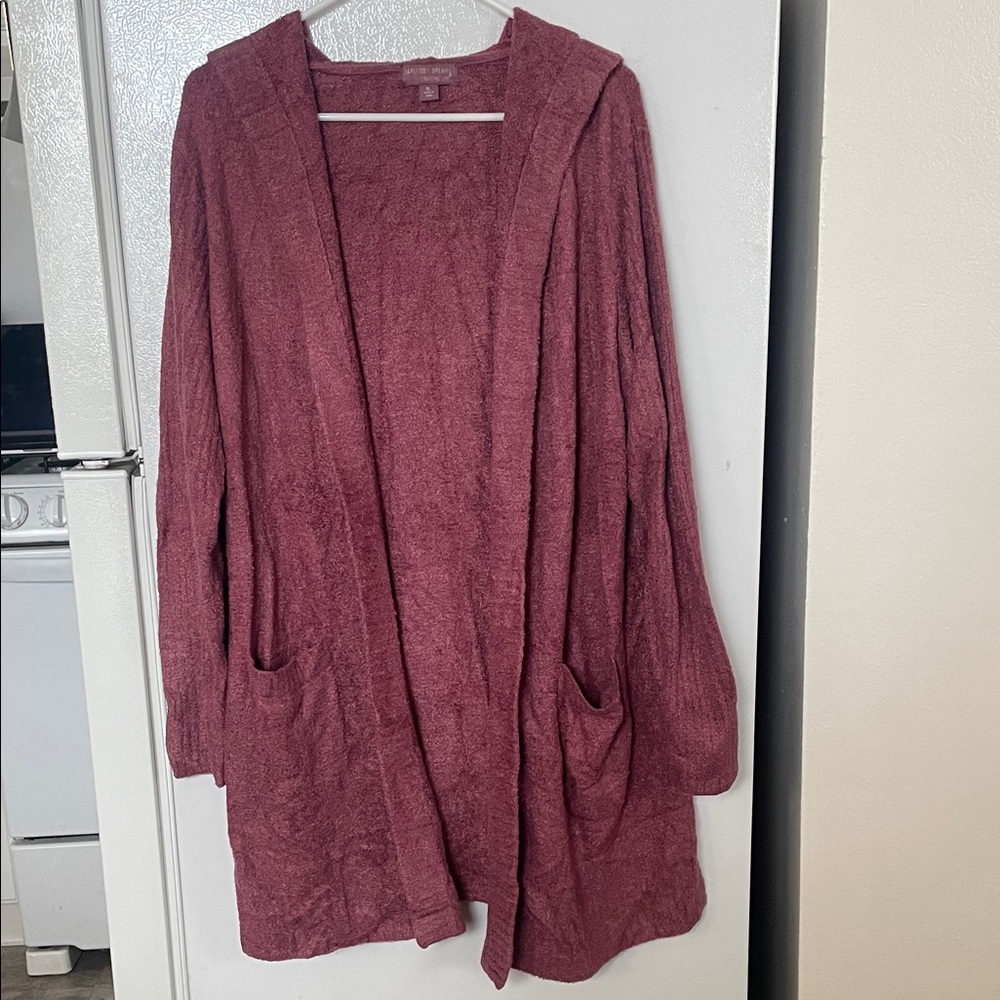 Barefoot Dreams XL CozyChic Lite Hooded Cardigan Burgundy